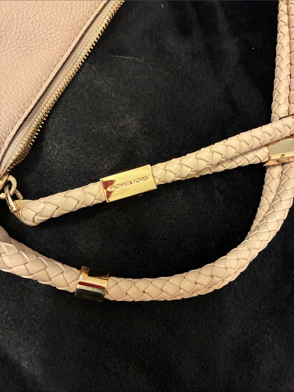 Michael Kors Pale Blush Braided Handle Leather Hobo - Picture 3 of 5